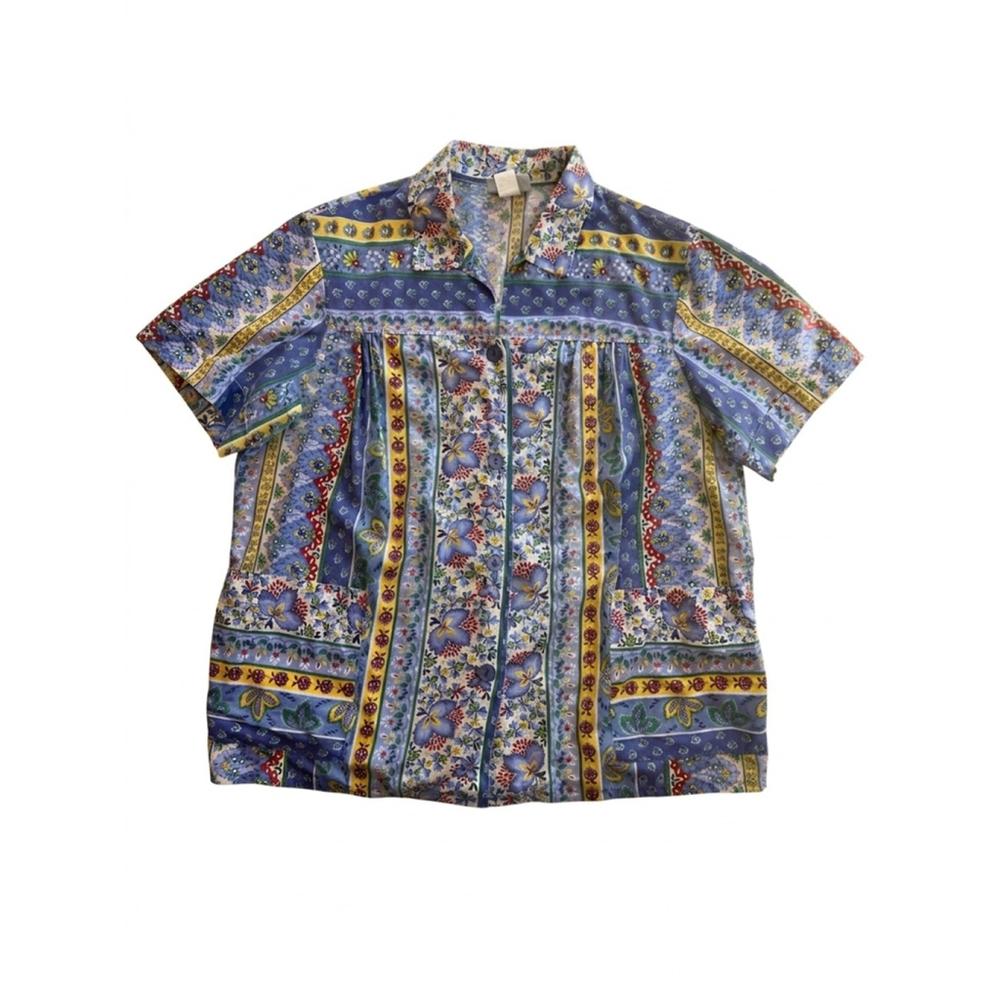 Vintage Blair Floral Patchwork Button-Up Shirt | Cottagecore 90s Top | L